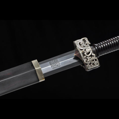 Handmade Chinese Sword Silver Dragon Han Jian Folded Steel Eight-sided Blade-COOLKATANA