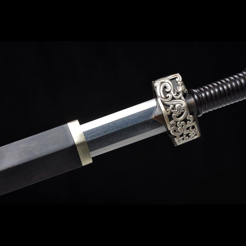 Handmade Chinese Sword Silver Dragon Han Jian Folded Steel Eight-sided Blade - COOLKATANA 