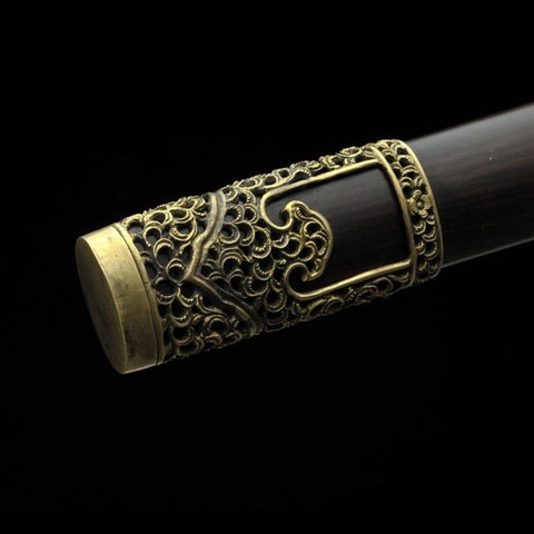 Handmade Chinese Sword Dragon Growl Sword Folded Steel Blade Hand Polished Ebony Scabbard-COOLKATANA-SL-3016-U