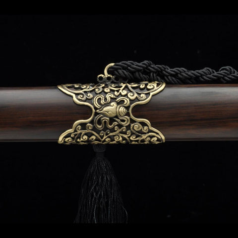 Handmade Chinese Sword Yin Yang Eight Immortals Jian Folding Steel Ebony Scabbard-COOLKATANA