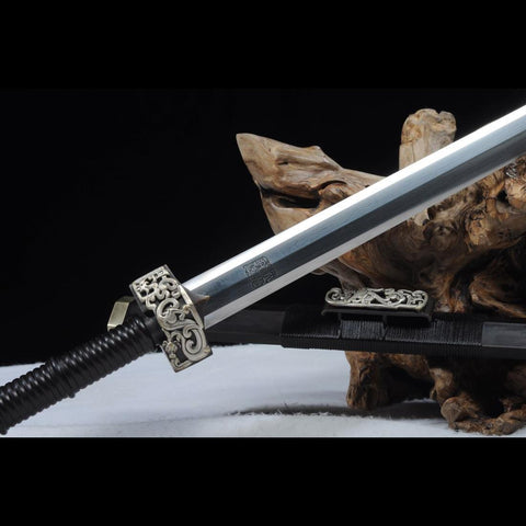 Handmade Chinese Sword Silver Dragon Han Jian Folded Steel Eight-sided Blade-COOLKATANA