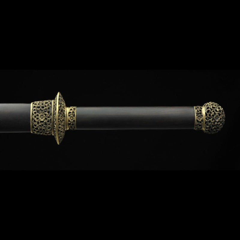 Handmade Chinese Sword Dragon Growl Sword Folded Steel Blade Hand Polished Ebony Scabbard - COOLKATANA 