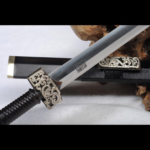 Handmade Chinese Sword Silver Dragon Han Jian Folded Steel Eight-sided Blade-COOLKATANA