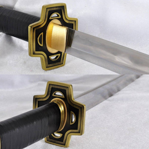 Anime sword roronoa zoro one piece characters​ Yubashiri katana Gyaku-Kobuse Clay Tempered Tsuba Fitting SL-1197 3