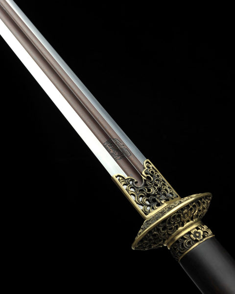 Handmade Chinese Sword Dragon Growl Sword Folded Steel Blade Hand Polished Ebony Scabbard-COOLKATANA-SL-3016-U
