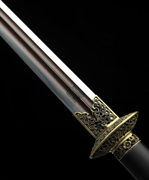 Handmade Chinese Sword Dragon Growl Sword Folded Steel Blade Hand Polished Ebony Scabbard-COOLKATANA-SL-3016-U