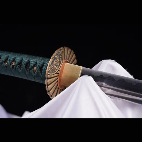 Hand Forged Japanese Samurai Katana Sword Manganese Steel Blade Clay Tempered Brass Tsuba-COOLKATANA