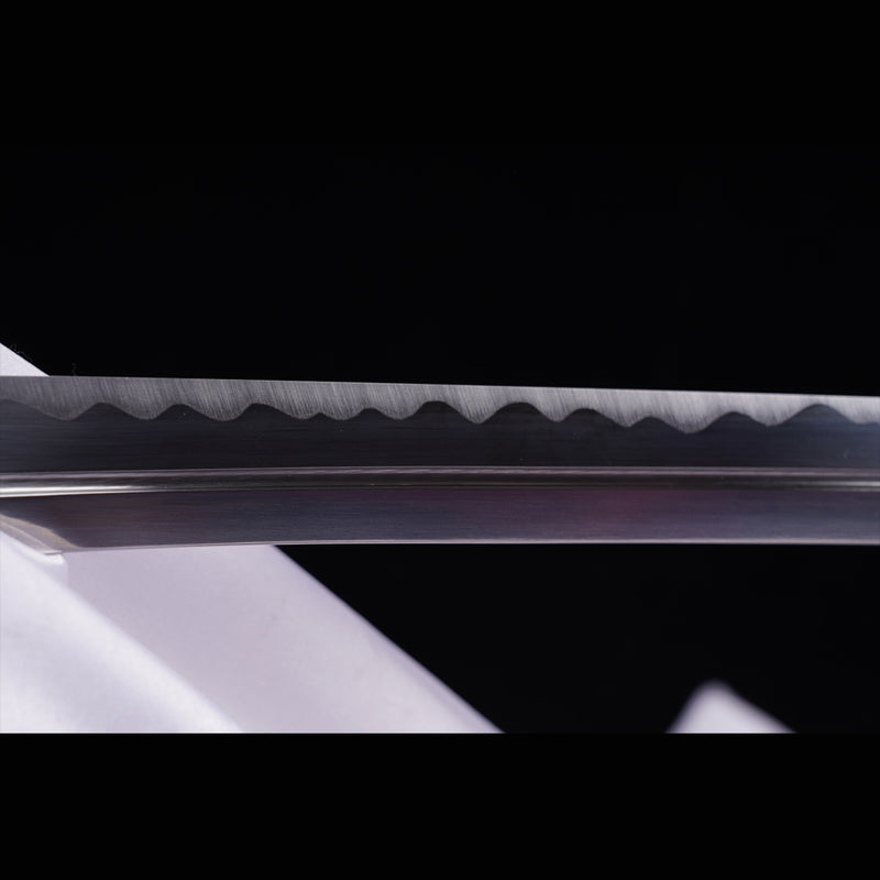 Hand Forged Japanese Samurai Katana Sword Manganese Steel Blade Clay Tempered Brass Tsuba - COOLKATANA 