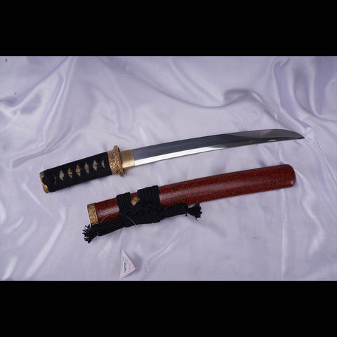 Hand Forged Japanese Tanto Sword Short Sword T10 Steel Clay Tempered Copper Tsuba-COOLKATANA