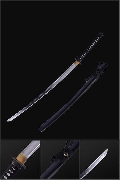 Hand Forged Japanese Samurai Katana Sword 1045 Steel Blade Oil Quenching Alloy Tsuba-COOLKATANA