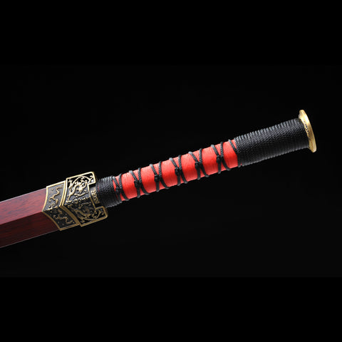 Handmade Chinese Sword Double Dragon Han Jian Folded Steel Eight-Sides Blade-COOLKATANA