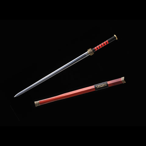 Handmade Chinese Sword Double Dragon Han Jian Folded Steel Eight-Sides Blade-COOLKATANA