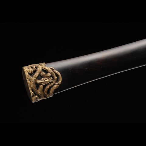 Handmade Chinese Sword Double Dragon Han Jian Folded Steel Blade Ebony Scabbard-COOLKATANA-SL-6009-U