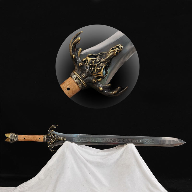 Handmade Conan Father's Sword 1095 High Carbon Steel Brass Handguard - COOLKATANA 