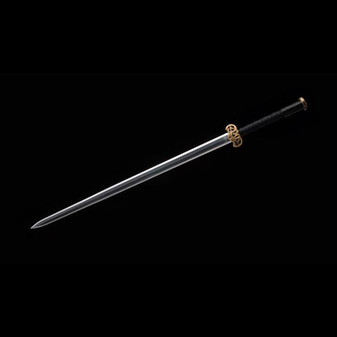 Handmade Chinese Sword Double Dragon Han Jian Folded Steel Blade Ebony Scabbard-COOLKATANA