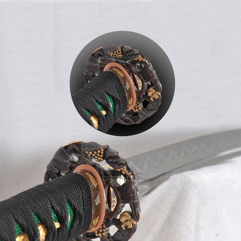 Hand Forged Japanese Samurai Sword Clay Tempered Katana Honsanmai Copper Tsuba Full Tang-COOLKATANA