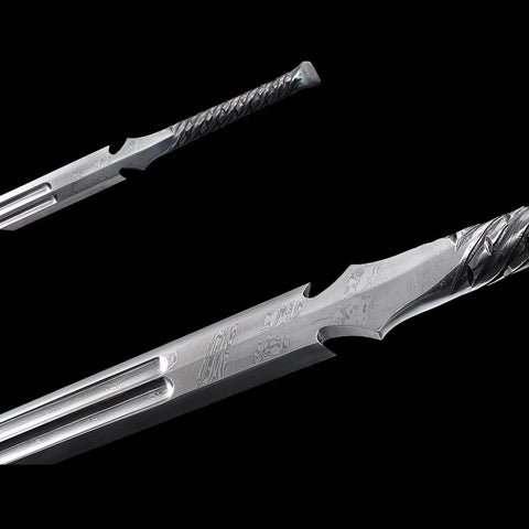 Hand Forged European Sword Spear Sword Folded Steel Red Leather Scabbard-COOLKATANA-SL-1391-U