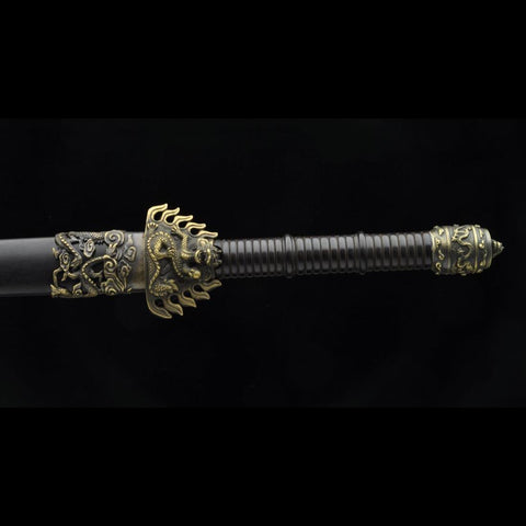 Handmade Chinese Sword Fire Dragon Sword Folded steel Blade Finely Polished by Hand Ebony Scabbard-COOLKATANA-SL-3087-U