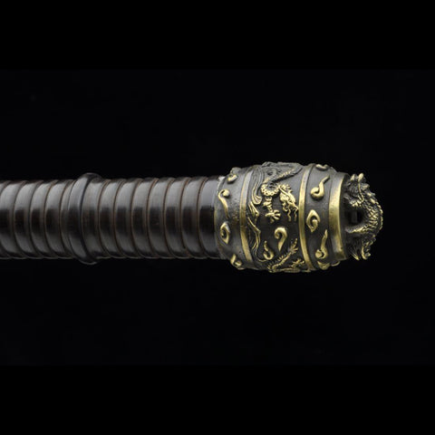 Handmade Chinese Sword Fire Dragon Sword Folded steel Blade Finely Polished by Hand Ebony Scabbard-COOLKATANA-SL-3087-U