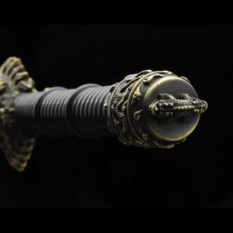 Handmade Chinese Sword Fire Dragon Sword Folded steel Blade Finely Polished by Hand Ebony Scabbard-COOLKATANA-SL-3087-U