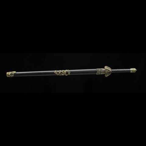 Handmade Chinese Sword Fire Dragon Sword Folded steel Blade Finely Polished by Hand Ebony Scabbard-COOLKATANA-SL-3087-U