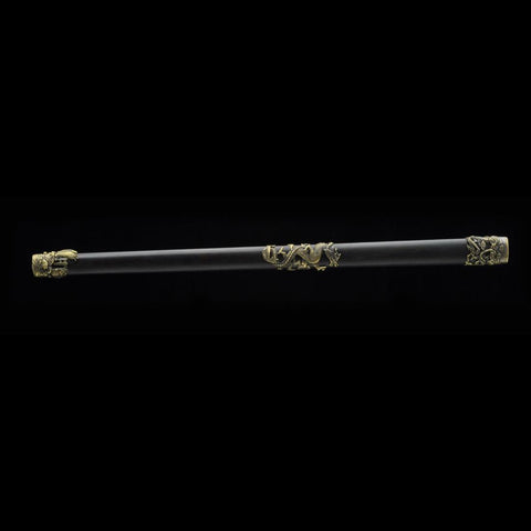 Handmade Chinese Sword Fire Dragon Sword Folded steel Blade Finely Polished by Hand Ebony Scabbard-COOLKATANA-SL-3087-U