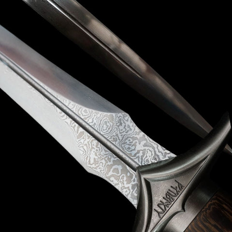 Hand Forged European Sword Glamdring Sword 1095 Folded Steel Rosewood Handle-COOLKATANA