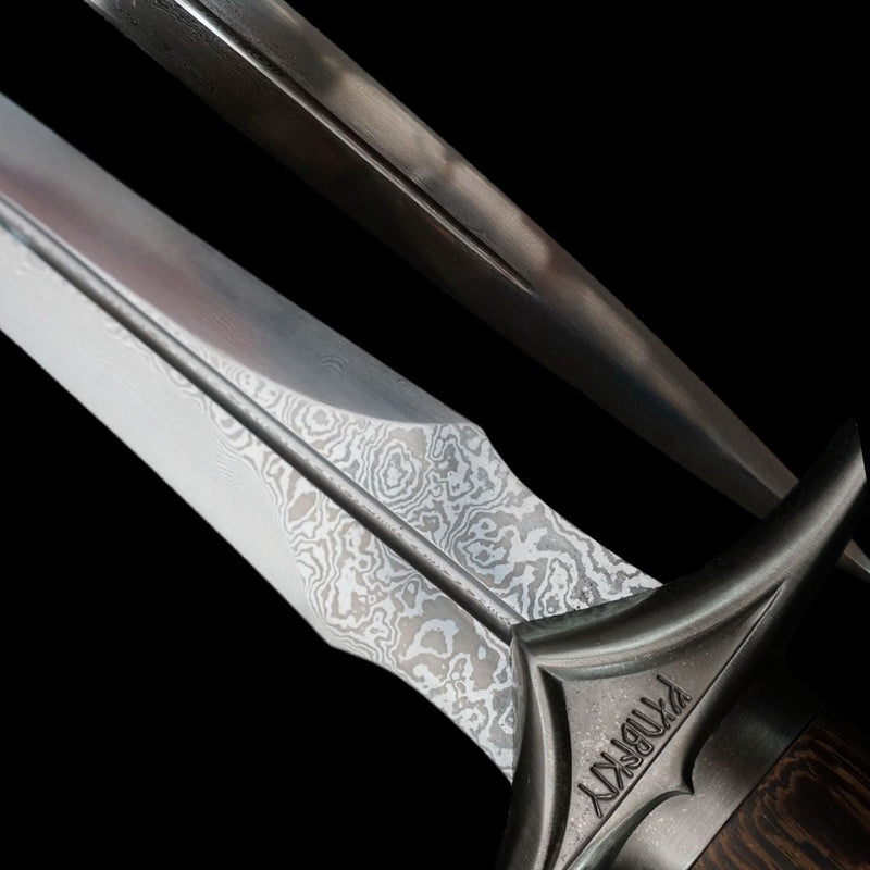 Hand Forged European Sword Glamdring Sword 1095 Folded Steel Rosewood Handle - COOLKATANA 