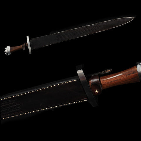Hand Forged European Sword Viking Sword 1095 Folded Steel Wood Handle-COOLKATANA