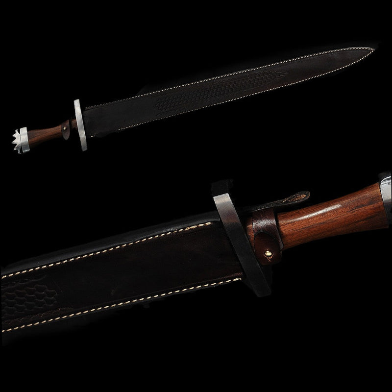Hand Forged European Sword Viking Sword 1095 Folded Steel Wood Handle - COOLKATANA 