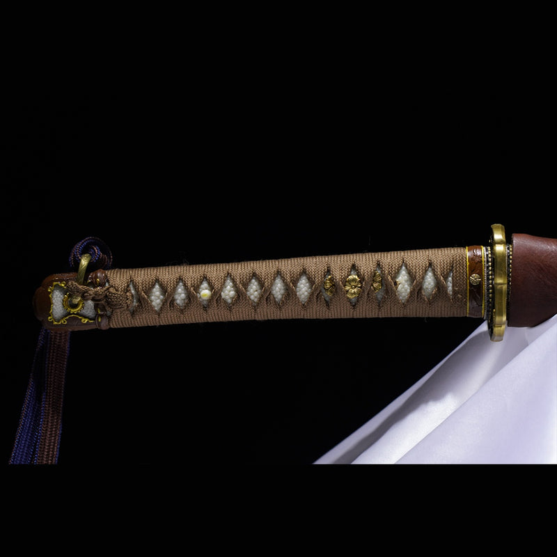 Hand Forged Japanese Samurai Katana Sword Folded Steel Sashikomi A+ Polishing Grade Clay Tempered Copper Tsuba - COOLKATANA 