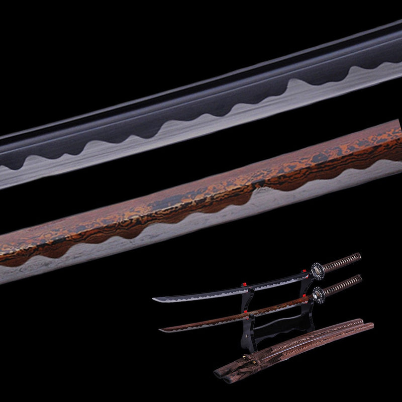 Hand Forged Daisho Japanese Katana Sword 2 Piece Set 1095 High Carbon Steel+Folded Steel - COOLKATANA 