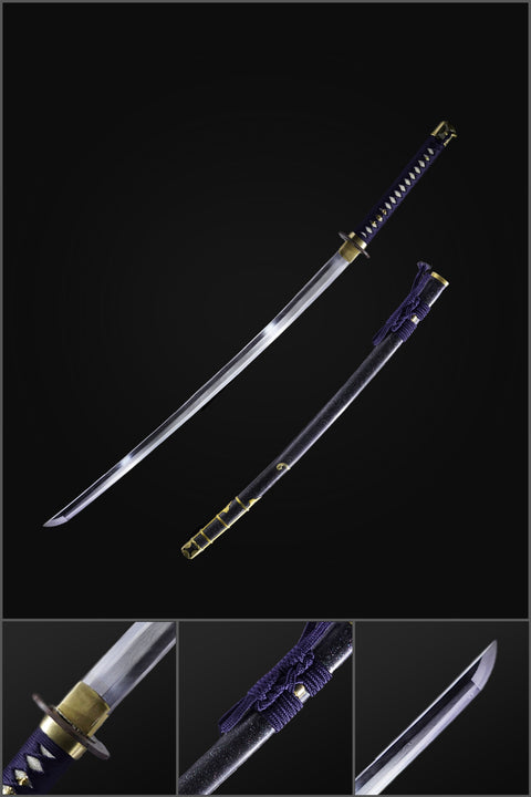 Hand Forged Japanese Samurai Katana Sword Folded Steel Sashikomi A+ Polishing Grade Clay Tempered-COOLKATANA-ZS-0016-U