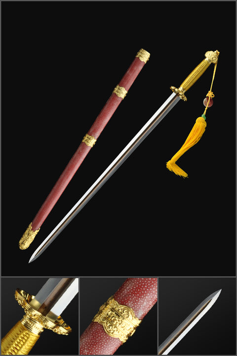 Handmade Chinese Sword Emperor Kangxi's Sword Folded Steel Blade Genuine Ryaskin Scabbard-COOLKATANA-SL-3017-U