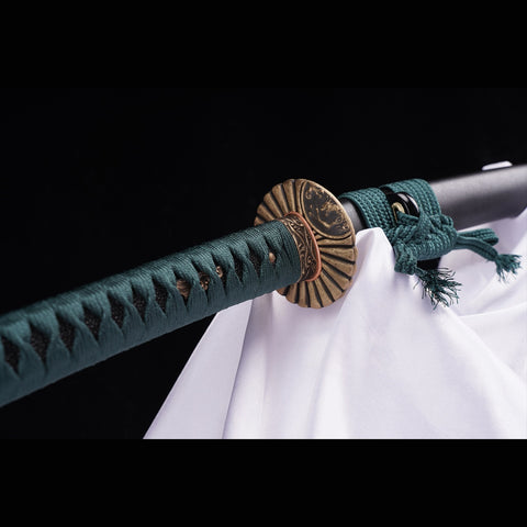 Hand Forged Japanese Samurai Katana Sword Manganese Steel Blade Clay Tempered Brass Tsuba-COOLKATANA