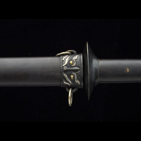 Handmade Chinese Sword Plain Warring States Jian Folded Steel Blade Double Edge Hand-Carved-COOLKATANA