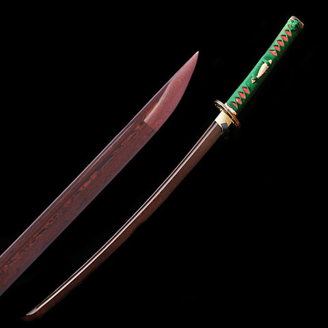 Hand Forged Japanese Samurai Katana Sword Damascus Folded Steel Reddish Black Blade Copper Fish Tsuba-COOLKATANA-SL-207-U