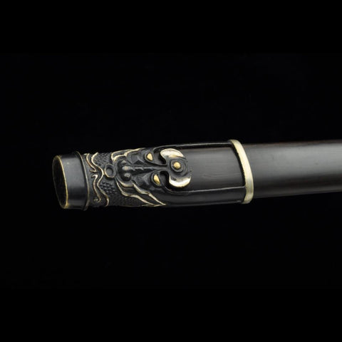 Handmade Chinese Sword Plain Warring States Jian Folded Steel Blade Double Edge Hand-Carved-COOLKATANA-SL-3078-U
