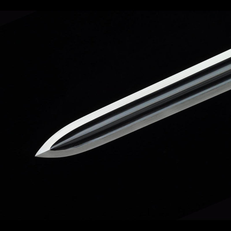 Handmade Chinese Sword Plain Warring States Jian Folded Steel Blade Double Edge Hand-Carved - COOLKATANA 