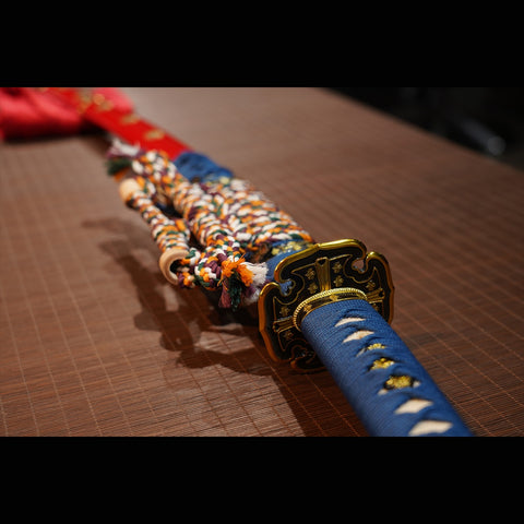 Hand Forged Japanese Tachi Samurai Sword Folded Steel Clay Tempered Gold/Silver Plated Copper Tsuba-COOLKATANA-ZS-0076-U