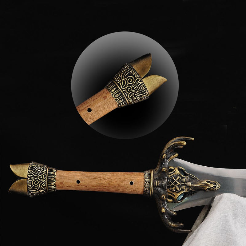 Handmade Conan Father's Sword 1095 High Carbon Steel Brass Handguard - COOLKATANA 