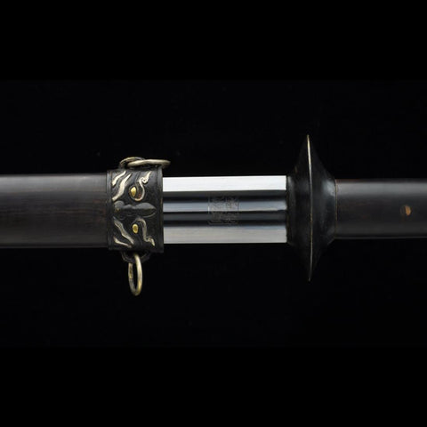 Handmade Chinese Sword Plain Warring States Jian Folded Steel Blade Double Edge Hand-Carved-COOLKATANA-SL-3078-U