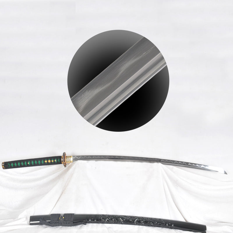 Hand Forged Japanese Samurai Sword Clay Tempered Katana Honsanmai Copper Tsuba Full Tang - COOLKATANA 