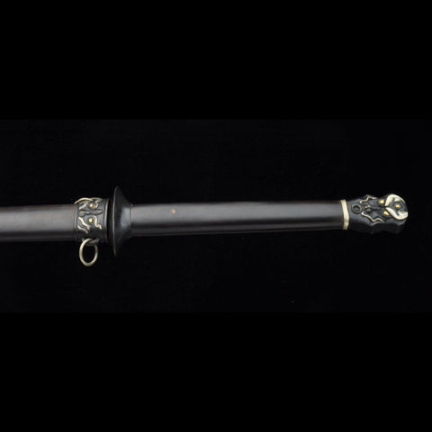Handmade Chinese Sword Plain Warring States Jian Folded Steel Blade Double Edge Hand-Carved-COOLKATANA-SL-3078-U