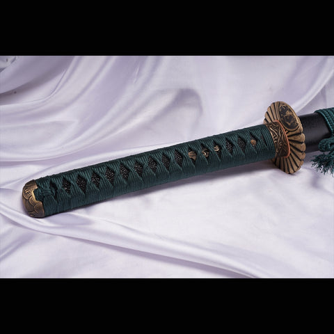 Hand Forged Japanese Samurai Katana Sword Manganese Steel Blade Clay Tempered Brass Tsuba-COOLKATANA