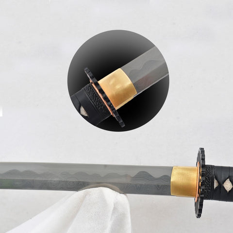 Hand Forged 55inch Nodachi Japanese Samurai Long Sword Combined Material 1095 Steel+Folded Steel Iron Tsuba-COOLKATANA