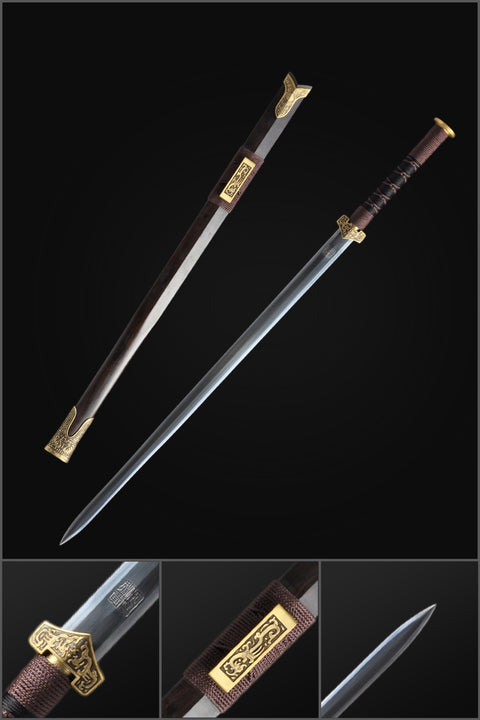 Handmade Chinese Sword Warring States BenChu Jian Folded Steel Eight-Sided Blade-COOLKATANA