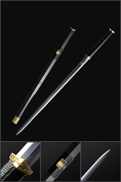 Handmade Chinese Sword Xiangyun Han Jian Auspicious Cloud Pattern Engraved Folded Steel Eight-sided Blade-COOLKATANA-SL-6027-U