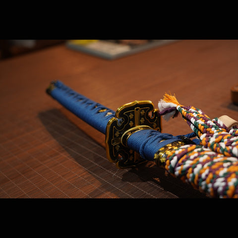 Hand Forged Japanese Tachi Samurai Sword Folded Steel Clay Tempered Gold/Silver Plated Copper Tsuba-COOLKATANA-ZS-0076-U