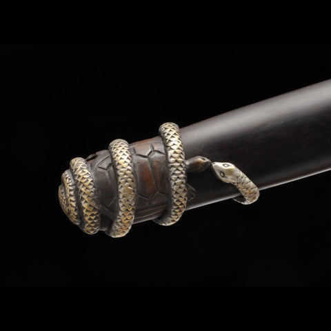 Handmade Chinese Sword Four-Holy-Animal Sword Folded Steel Blade Ebony Scabbard-COOLKATANA-SL-3077-U